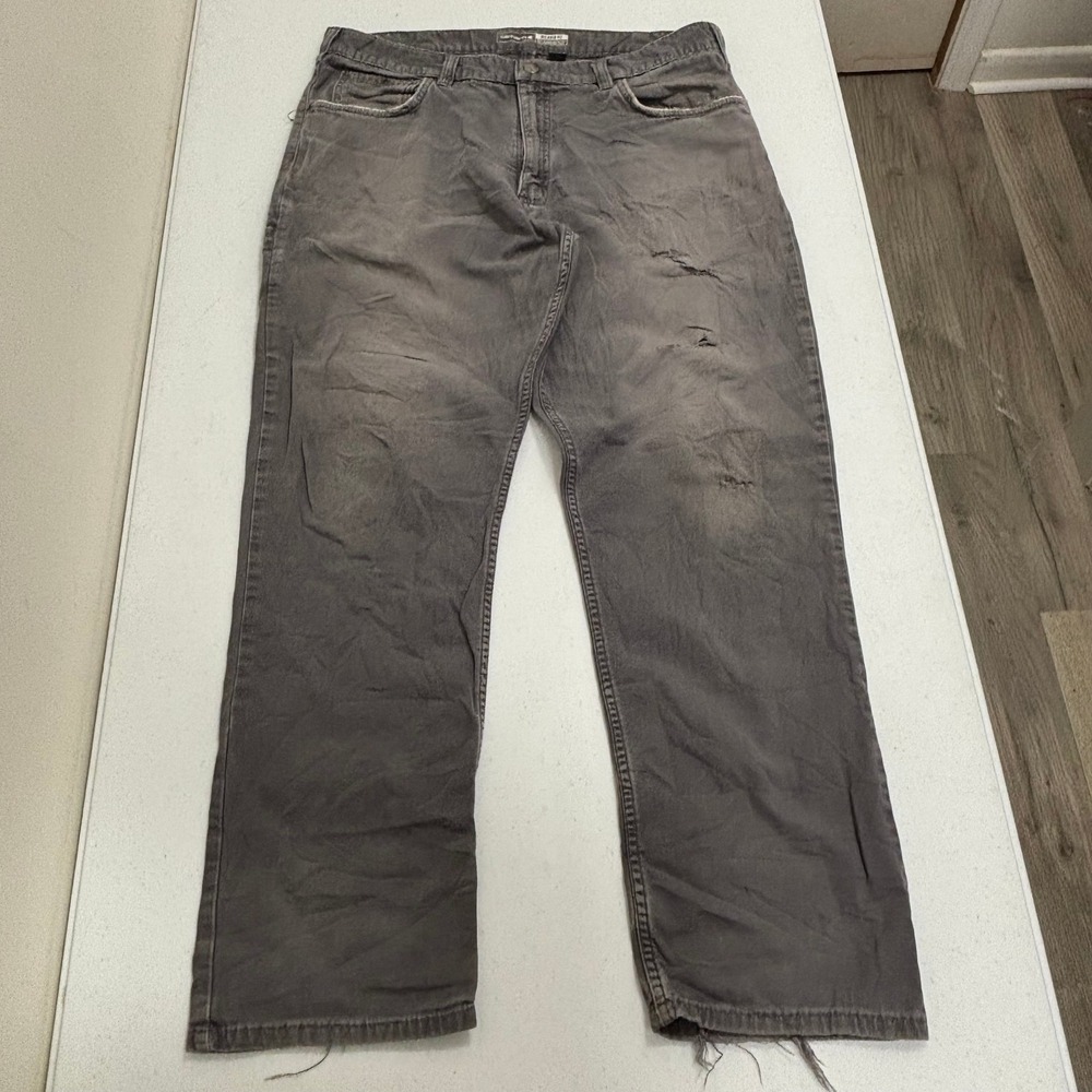 Carhartt Rugged Flex Relaxed Fit Canvas Work Pants Gray Distressed 36x32